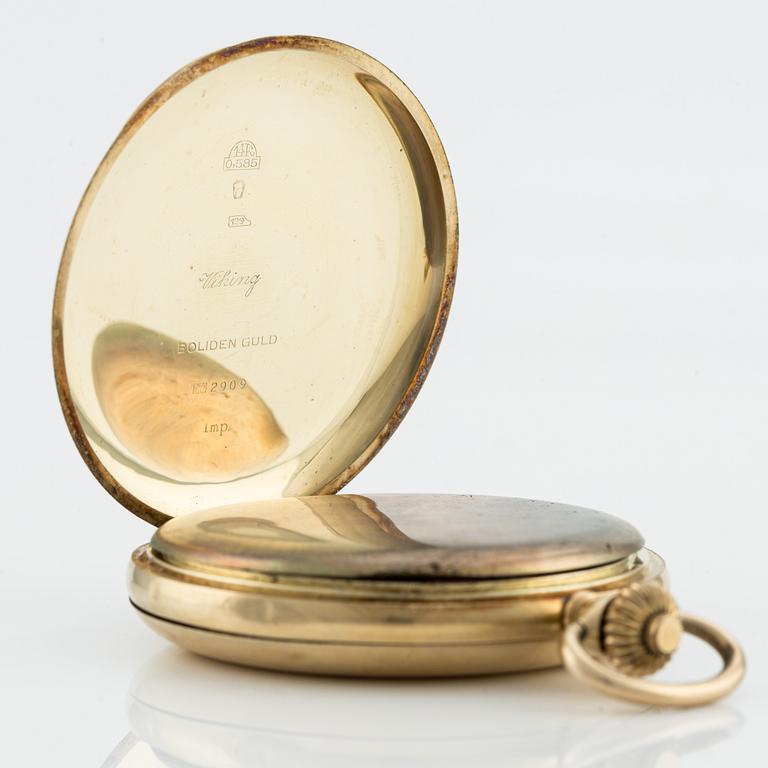 Viking, pocket watch, 14K gold, "Boliden Guld", hunter case, 51.5 mm.