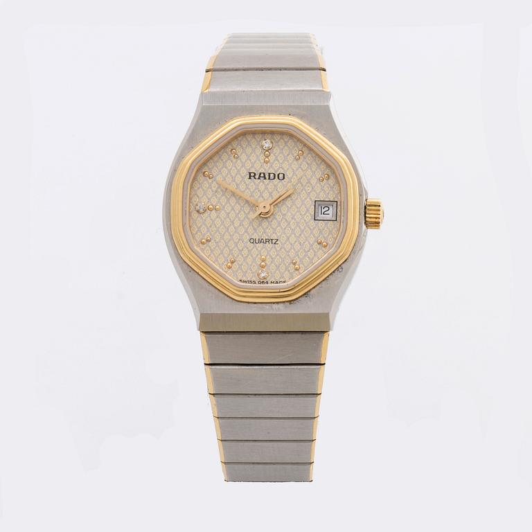 RADO LADIES WRISTWATCH, stainless steel and gold, 21 mm, quartz, date.