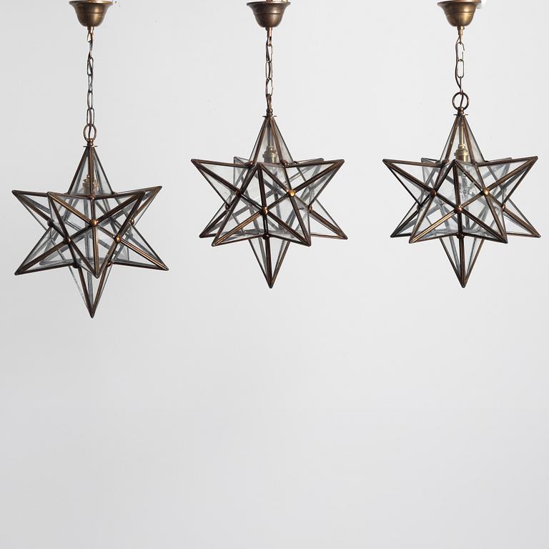 Three pendant lamps, 20th century.