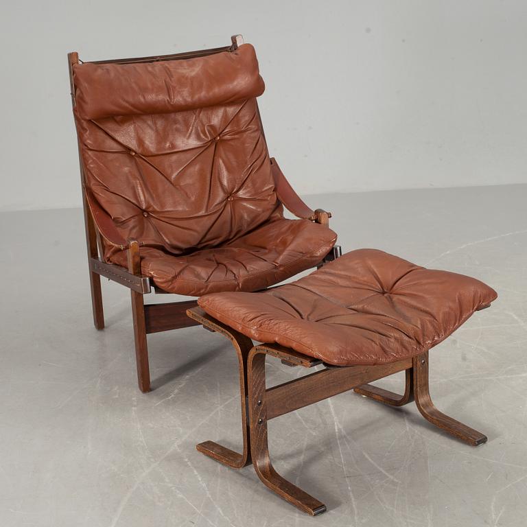 FÅTÖLJ MED FOTPALL, Torbjörn Afdal, "Huntingchair" Bruksbo.