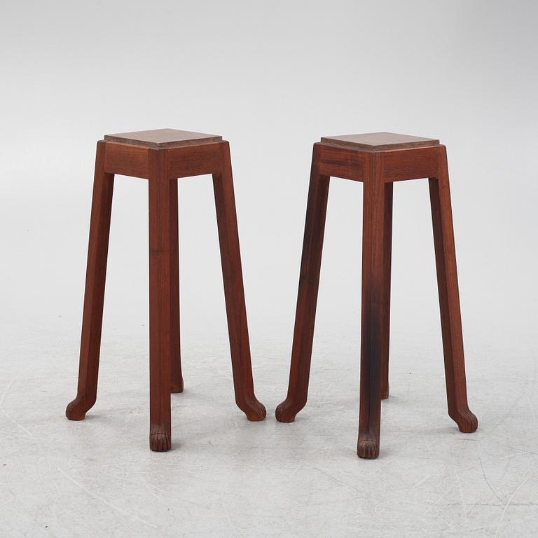 Pedestals, a pair, reportedly made by a student from Carl Malmsten's School Cappellagården, Öland.