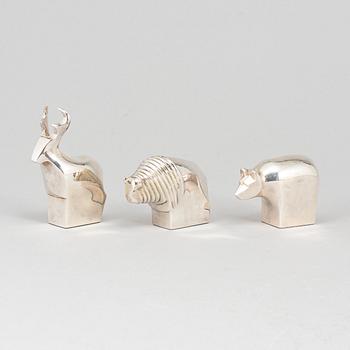 Three electro plated zinc figurines from Dansk Designs, Japan.