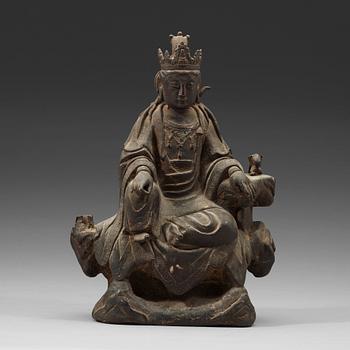 SITTANDE GUANYIN,  kopparlegering. Möjligen Mingdynastin, (1368-1644).