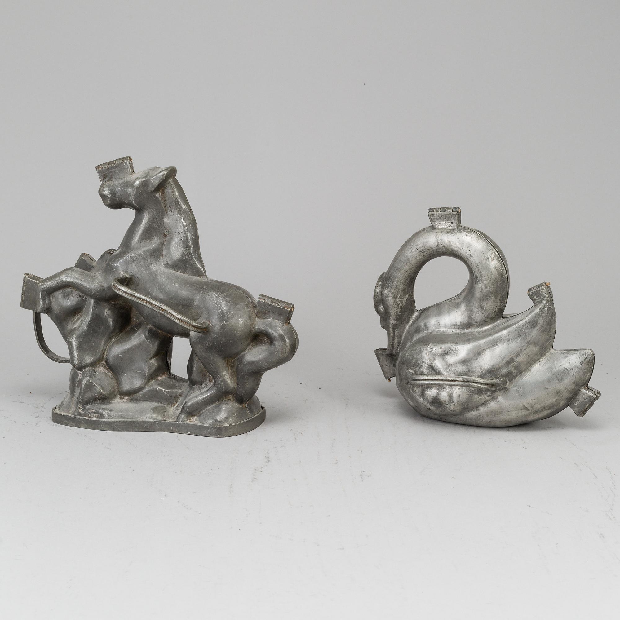 GLASSFORMAR, 2 st, tenn, omkring 1900.