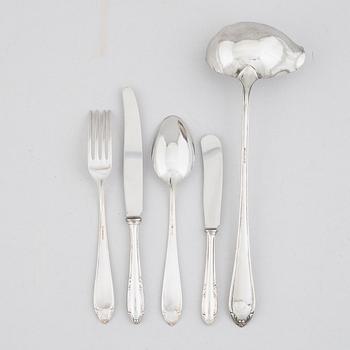 A Swedish silver cutlery set, model "Slottsbarock", CG Hallberg, Guldvaruhuset, Stockholm, some 1949 (45 pieces).
