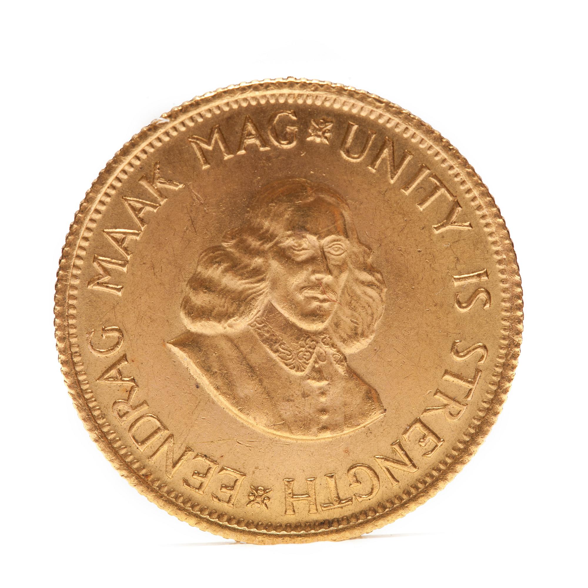 GULDMYNT, 2 rand, Suid-Afrika,  Sydafrika, 1962. Vikt ca 8 g.