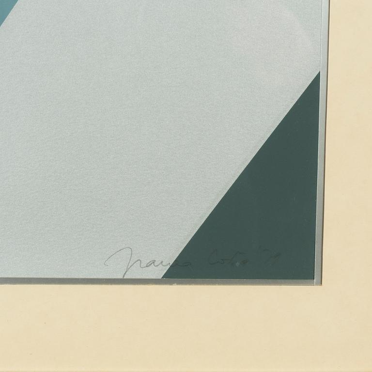 Franco Costa, a silkscreen triptych in colours, 1979, signed 113/160.