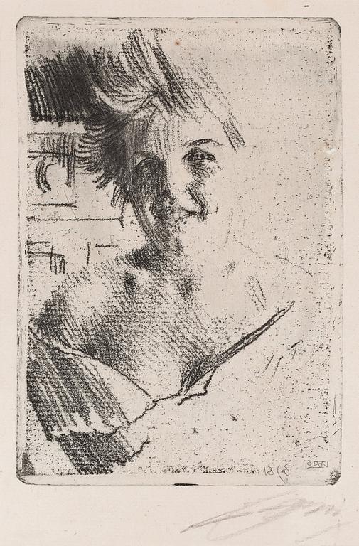 Anders Zorn, ANDERS ZORN, Softground etching, 1898, signed.