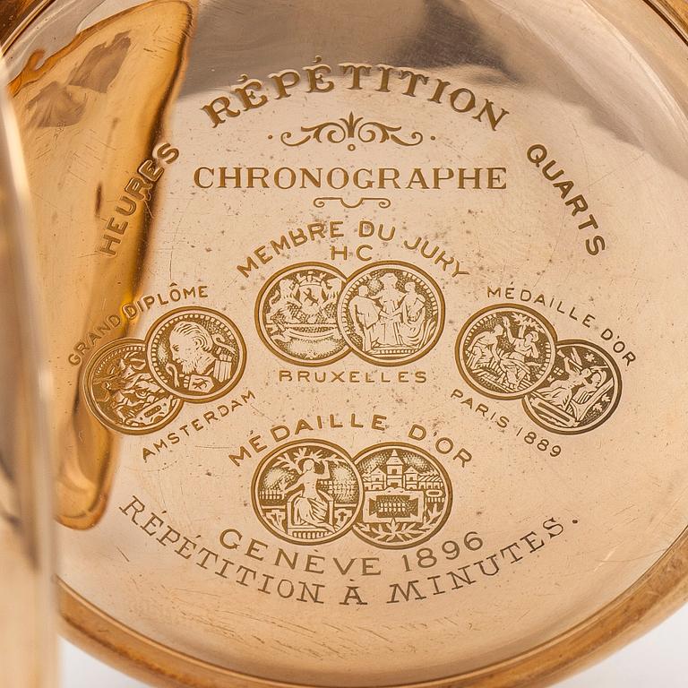 Nestor Delevaux, fickur, savonett, minutrepeter, kronograf, 62,5 mm.