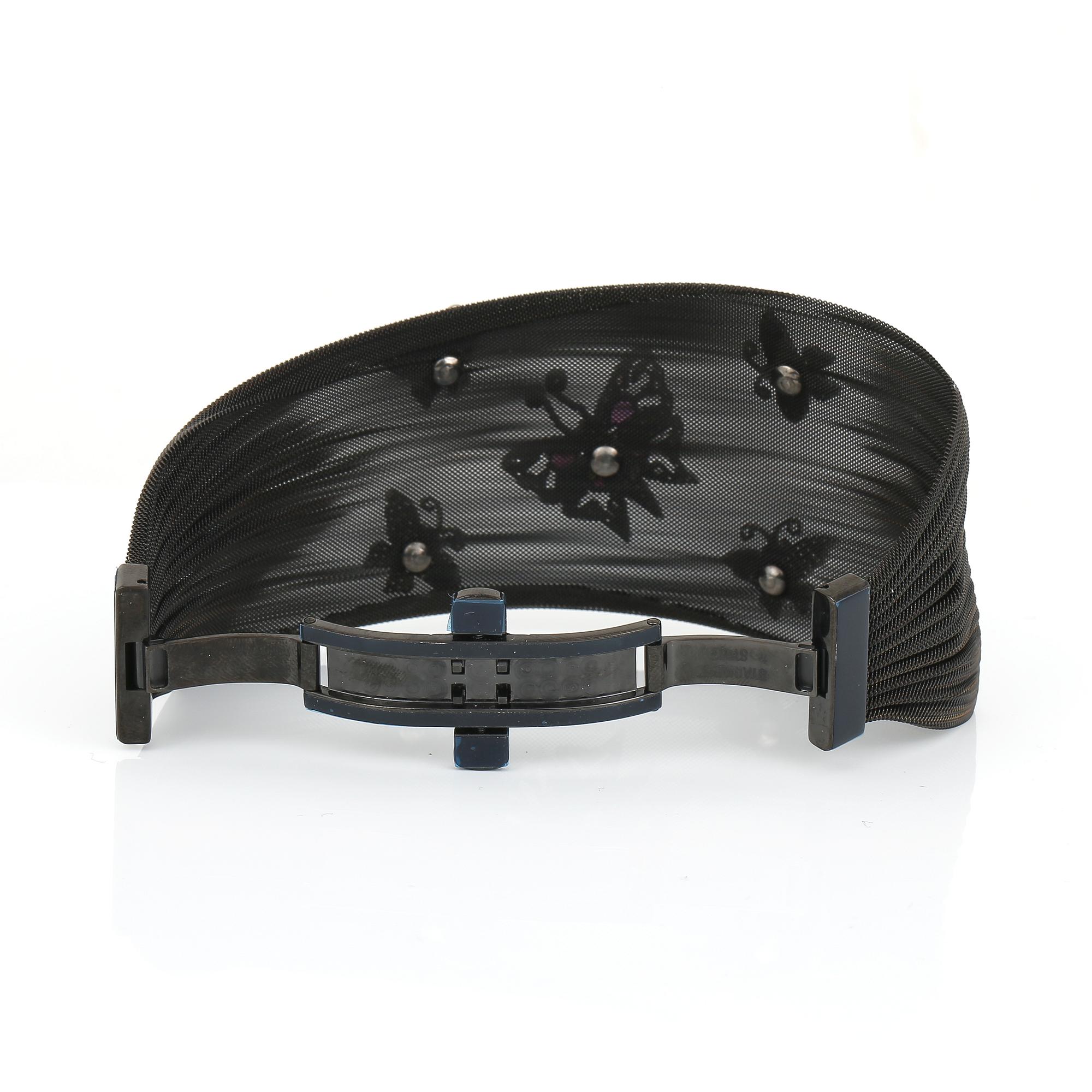 ARMBAND, rostfritt svart stål, rubiner och små diamanter.