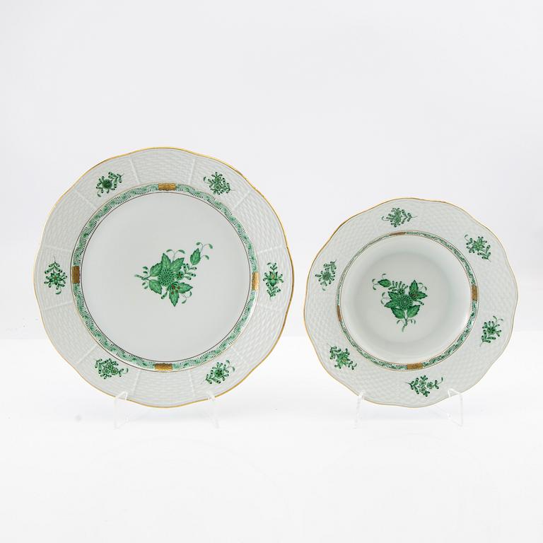 Service 61 pcs "Golden Age/Apponyi Green" Herend Hungary, late 20th century, porcelain.