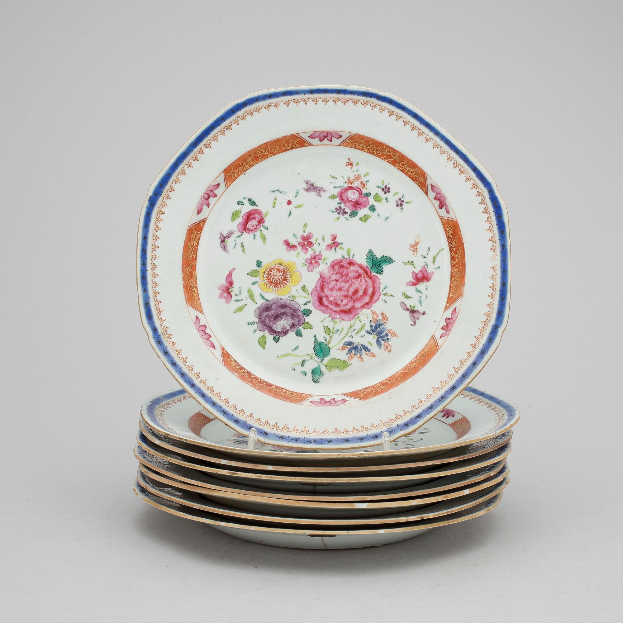 TALLRIKAR, 8st, porslin, Kina, Qianlong (1736-95).