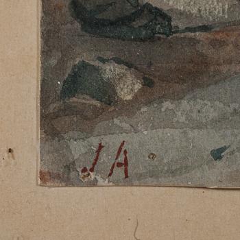 OKÄND KONSTNÄR, akvarell, monogramsignerad, 1800/1900-tal.
