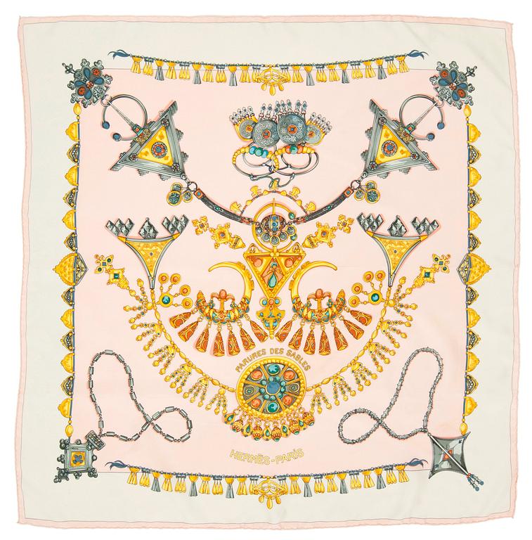 HERMÈS, scarf, "Faures des Sables".