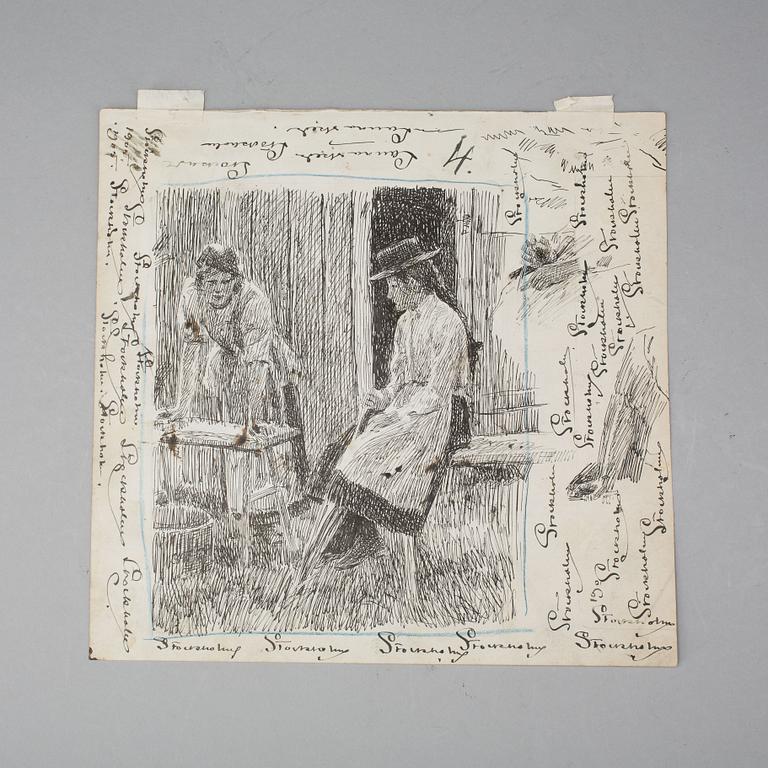 EUGÈNE JANSSON, teckning. Signerad och daterad 1905.