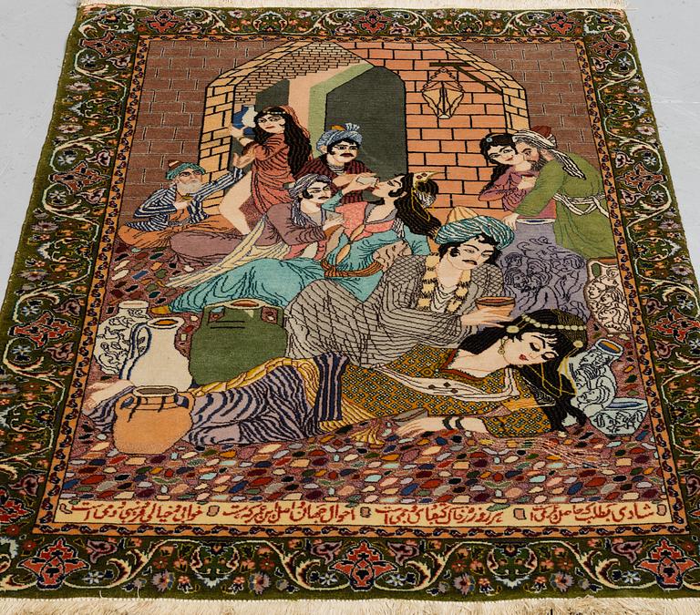 MATTO, an old Tabriz figural, ca 126,5-129,5 x 97,5-98,5 cm.