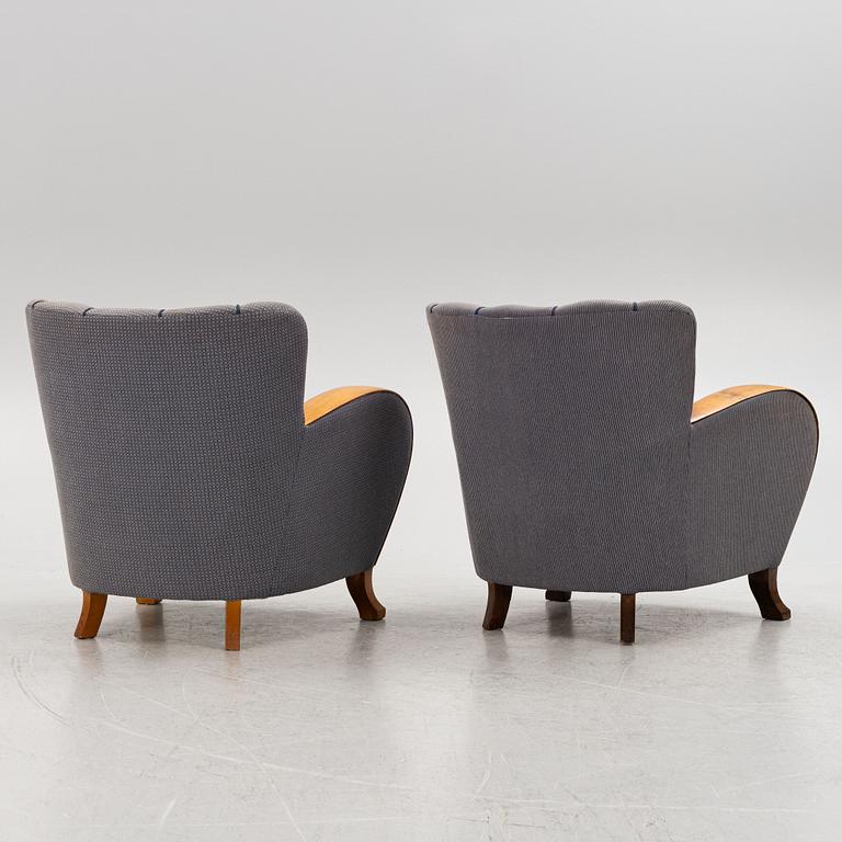 Easy chairs, a matched pair, first half of the 20th century.
