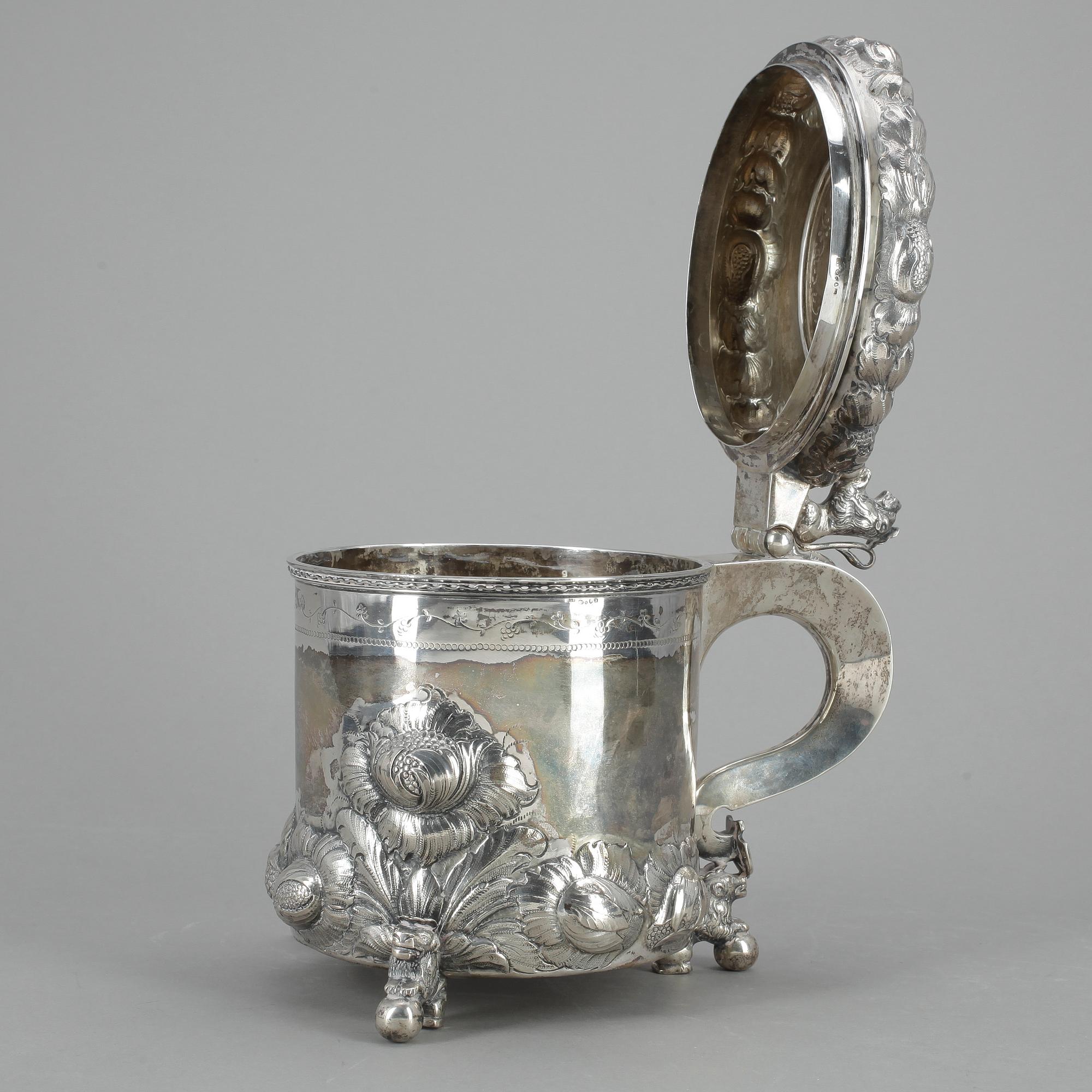 DRYCKESKANNA, silver, barockstil, GAB, Stockholm, 1937. Vikt ca 1246g.