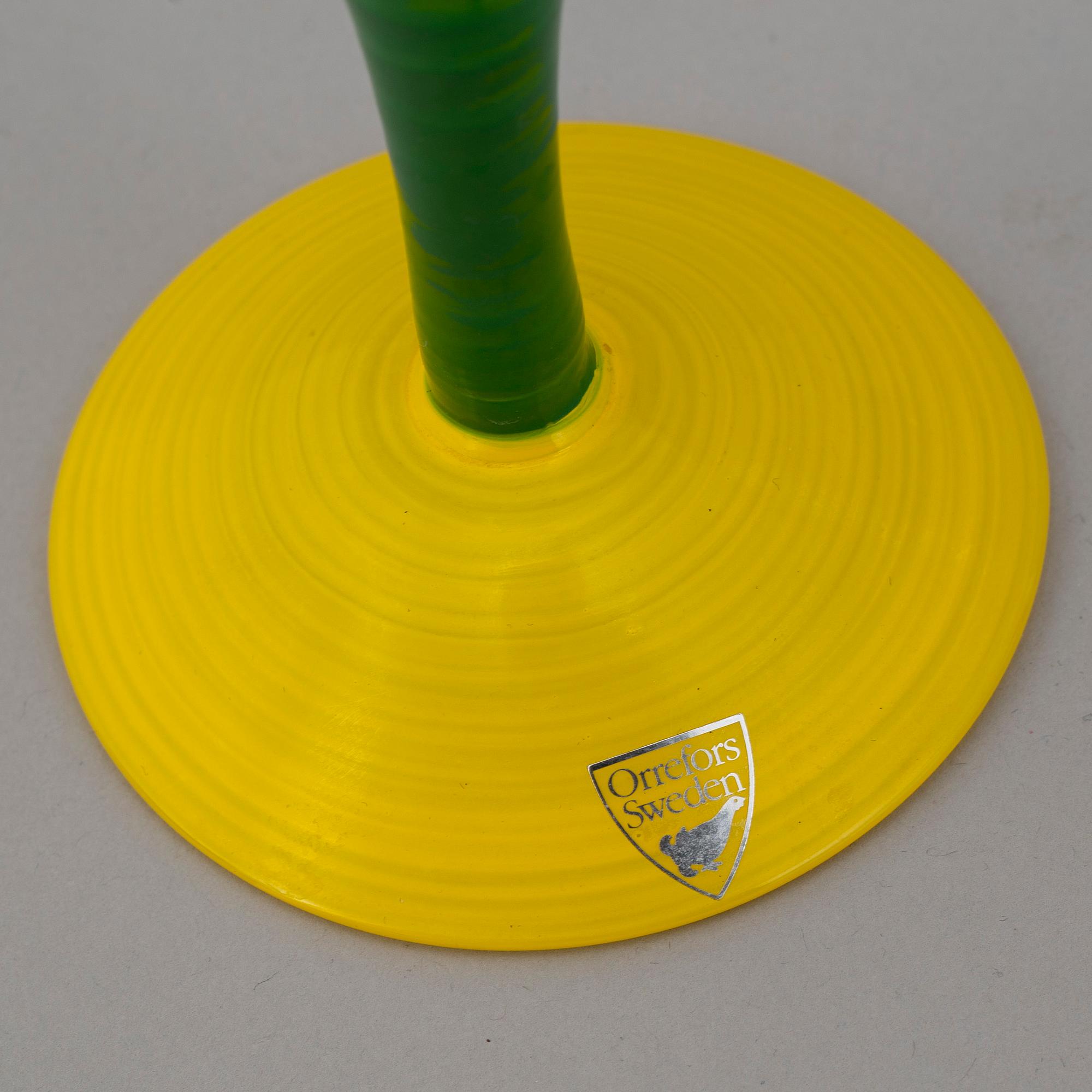 ANNE NILSSON, martiniglas, 6 stycken, "Clown", Orrefors, signerade, 1990-tal.