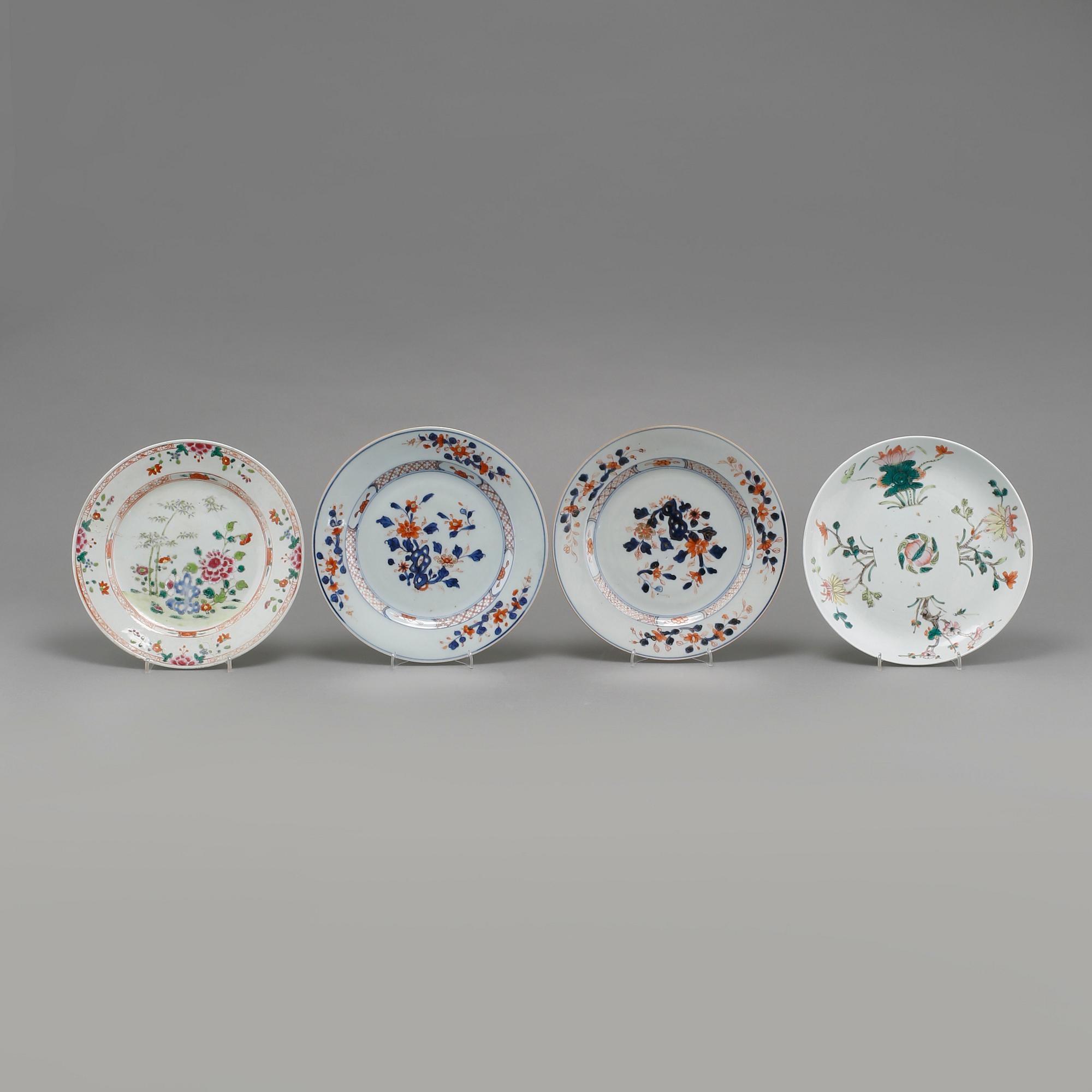 TALLRIKAR, 4 st, porslin, Kina, 1700- och 1800-tal.
