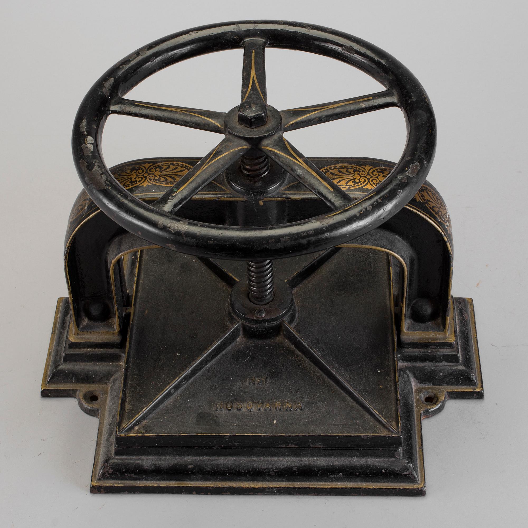 BOKPRESS, gjutjärn, No 1, Husqvarna, 1900-talets början.