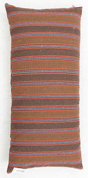 A flat weave Scania carriage cushion, late 19th Century, c. 115 x 55 cm.