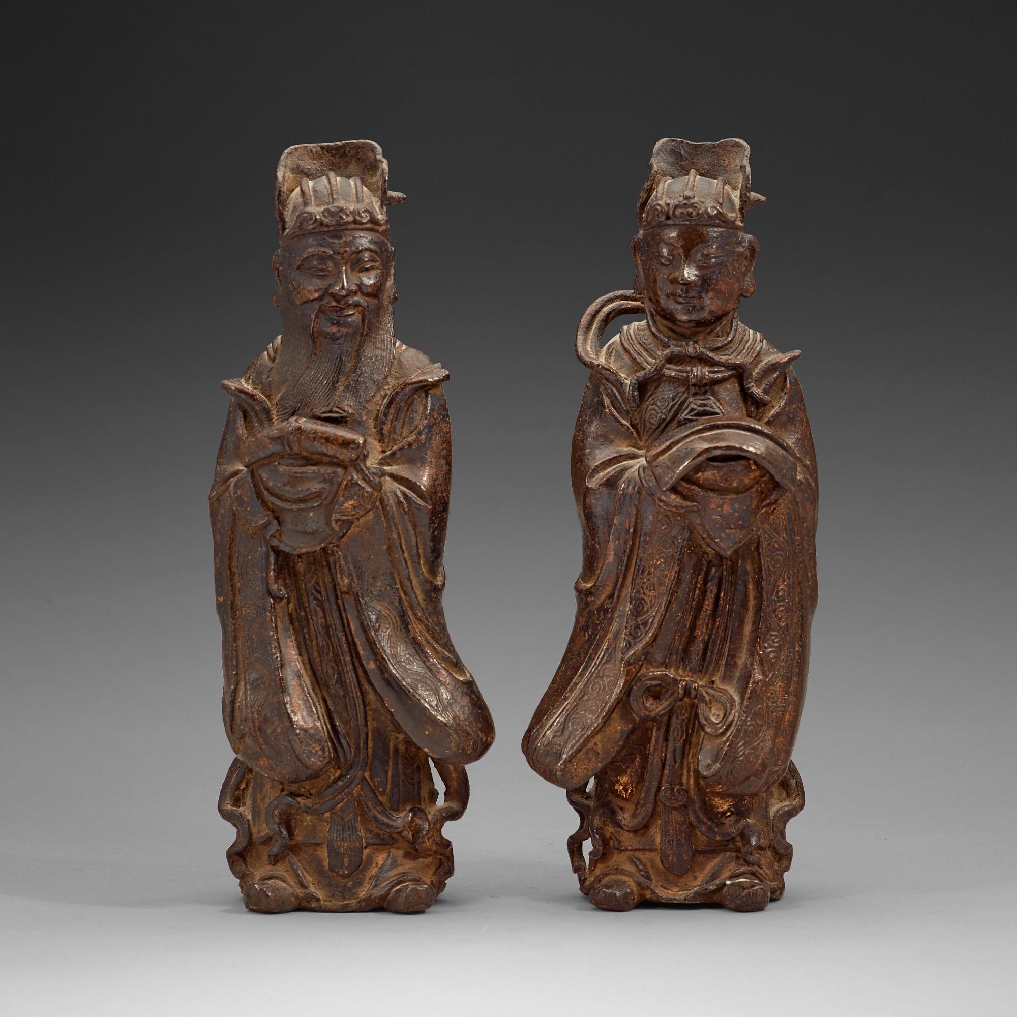 Two bronze figures of guradians, Ming dynasty (1368-1644).