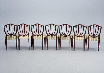 MATBORD samt STOLAR 7 st, Hepplewhite-stil, 1900-talets andra hälft.