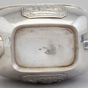 A Russian 19th century parcel-gilt tea-pot, mark of Jacob Wiberg possibly, Moscow 1832.