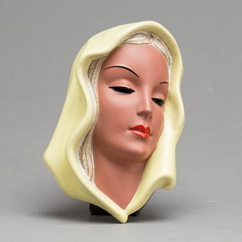 An Adolf Prischl terracotta wall mask for Goldscheider 1930'.