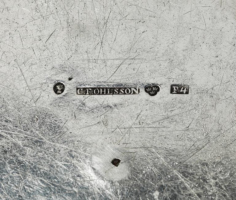 SÅSSKÅL på FOT, silver, Carl Fredrik Ohlsson Stockholm 1836. Vikt 594 g.