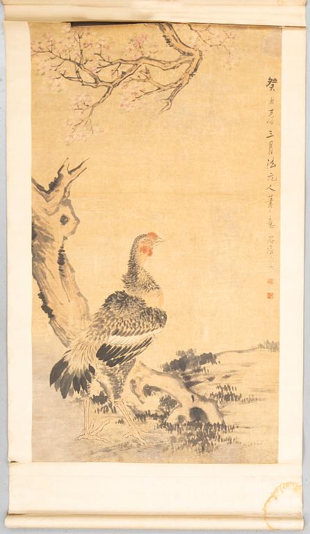 UNIDENTIFIED ARTIST, a Chinese hanging scroll, ink and color on paper, 19th/20th century.