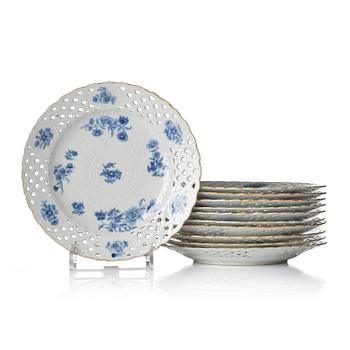 1178. A set of 11 blue and white dessert plates, Qing dynasty, Qianlong (1736-95).