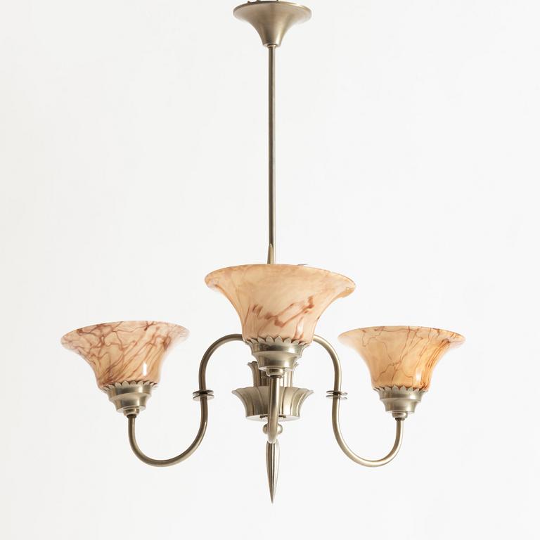 Harald Notini, a ceiling lamp model "6317", Swedish Grace, Arvid Böhlmarks Lampfabrik, Stockholm, 1920s.