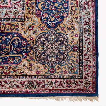 An antique pictoral Yazd carpet, central Persia, c. 505 x 390 cm.