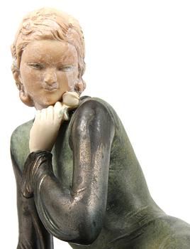 OKÄND KONSTNÄR, skulptur, art deco, 1900-talets första kvartal, sign på sockel "MENNEVILLE".