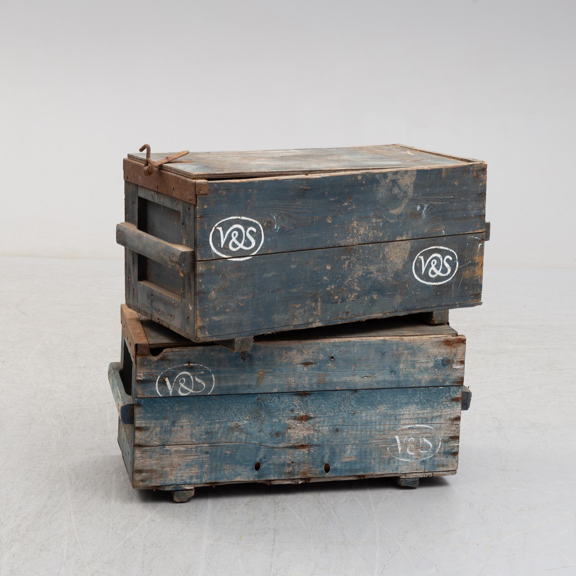 Two wooden boxes, early 1900's.