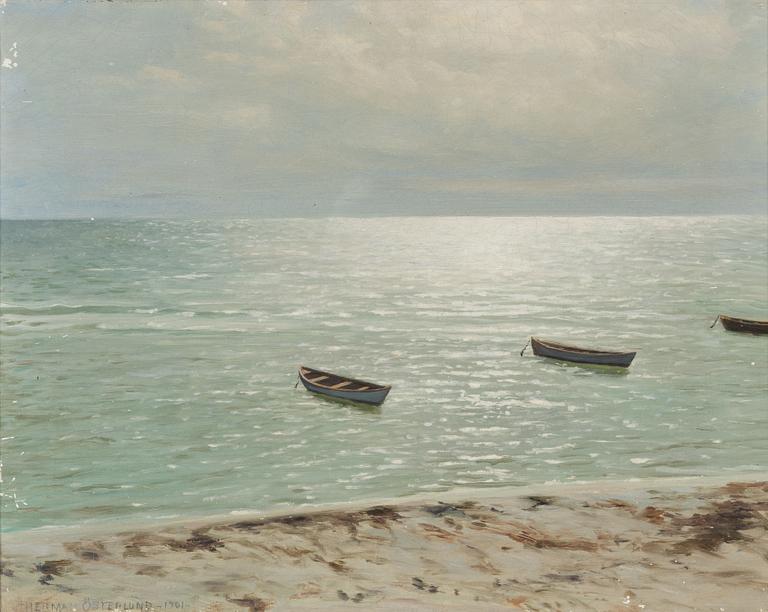 Herman Österlund, Boats on a Glittering Sea.