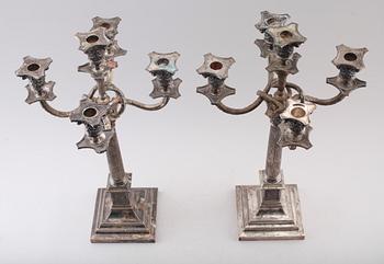KANDELABRAR, 1 par, silver, K Andersson, Stockholm 1900. Vikt ca 3290 g.