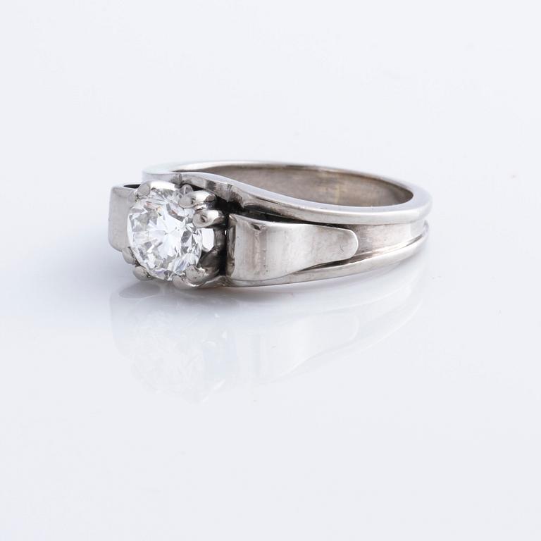 A brilliant cut diamond ring.