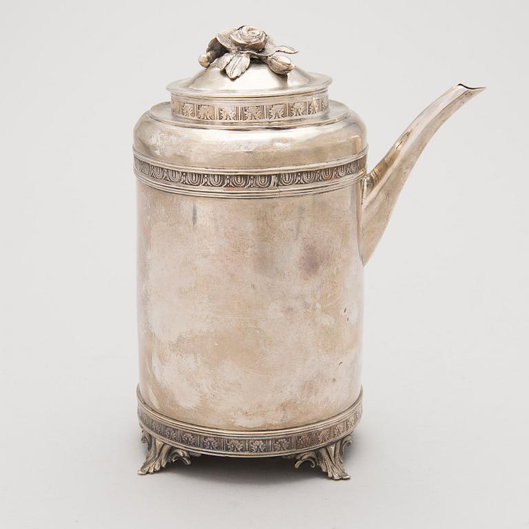 KAFFEKANNA, silver, av Petter Eneroth, Stockholm, Gustaviansk.