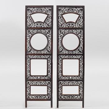 A pair of hardwood panels, China, 20th century.
