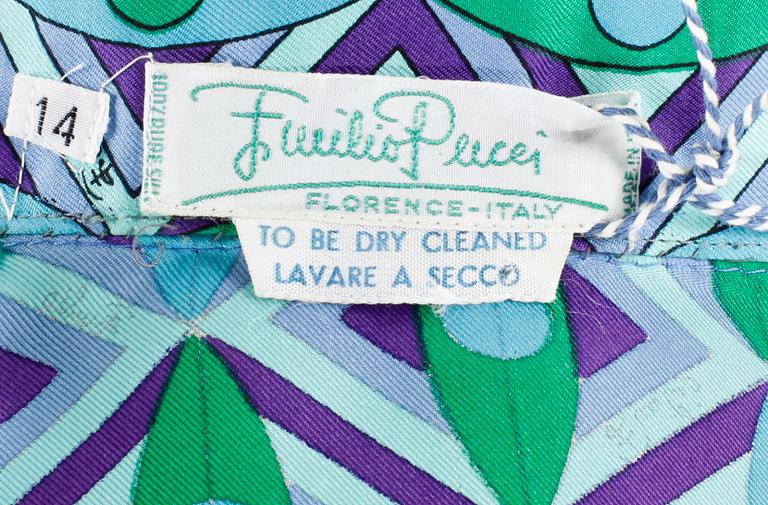 A 1970s two-piece ensemble consisting of blouse and skirt by Emilio Pucci.