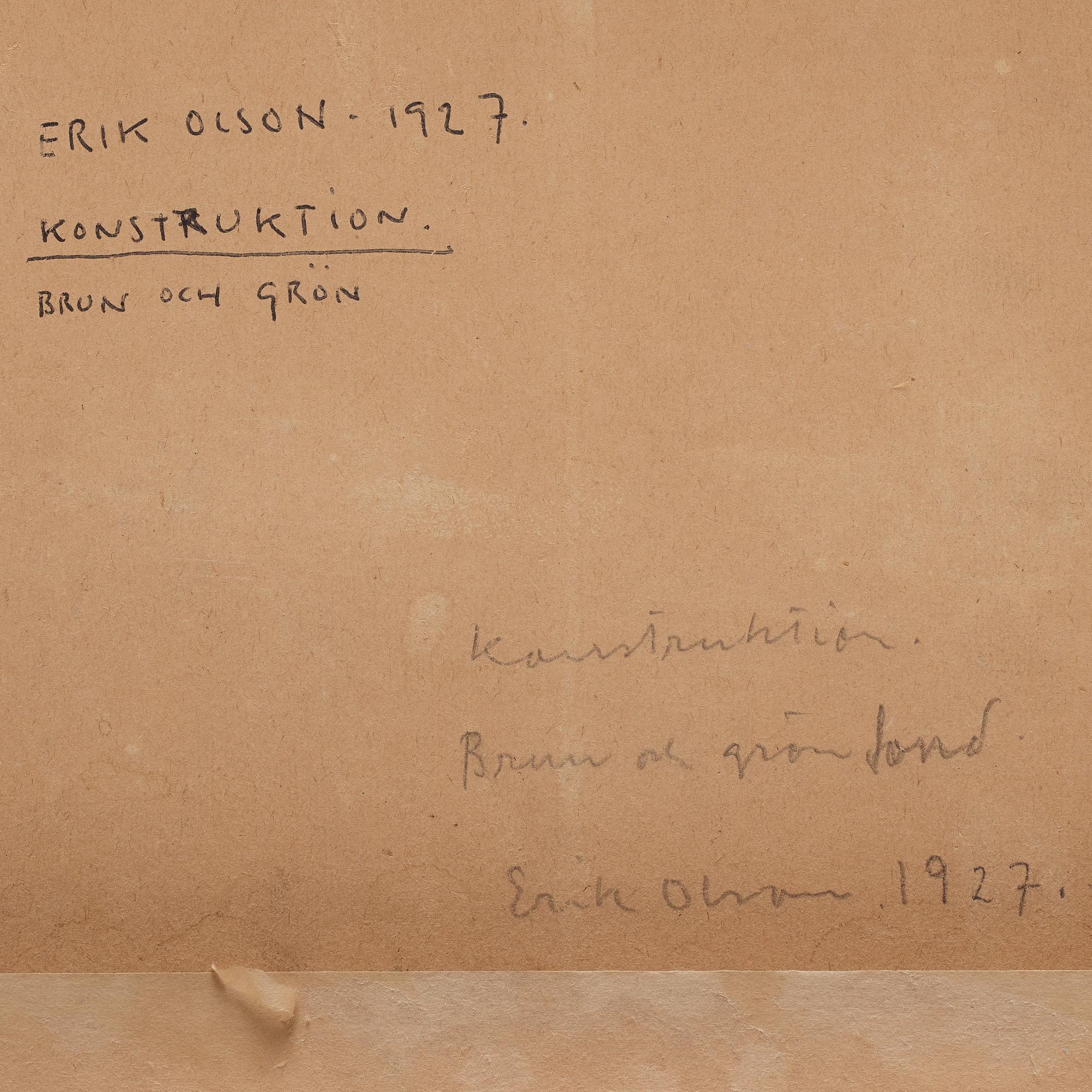 Erik Olson, "Konstruktion - brun och grön fond".