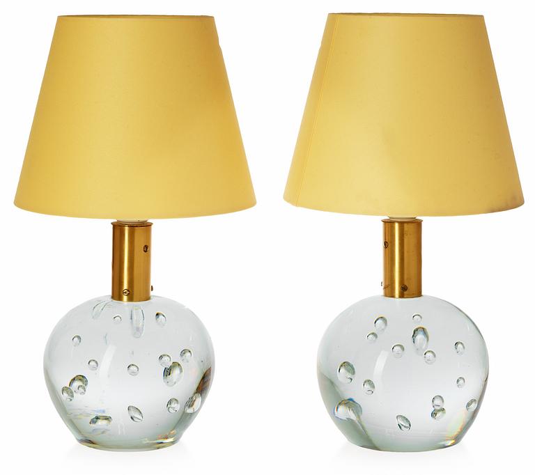 A pair of Josef Frank glass table lamps by Svenskt Tenn.