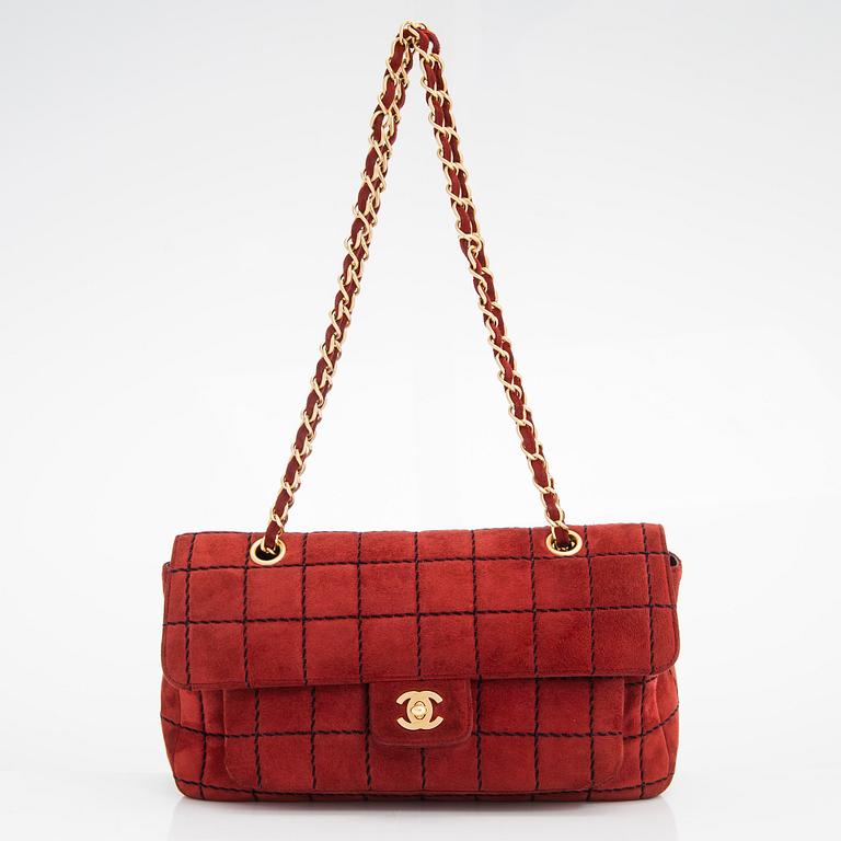 Chanel, a Suede Chocolate bar flap bag, 2000-2002.
