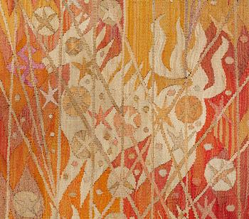 Barbro Nilsson, VÄVD TAPET, "Linjenät - Elektriska linjenätet", gobelängvariant, ca 244,5 x 109,5 cm, signerad AB MMF BN.