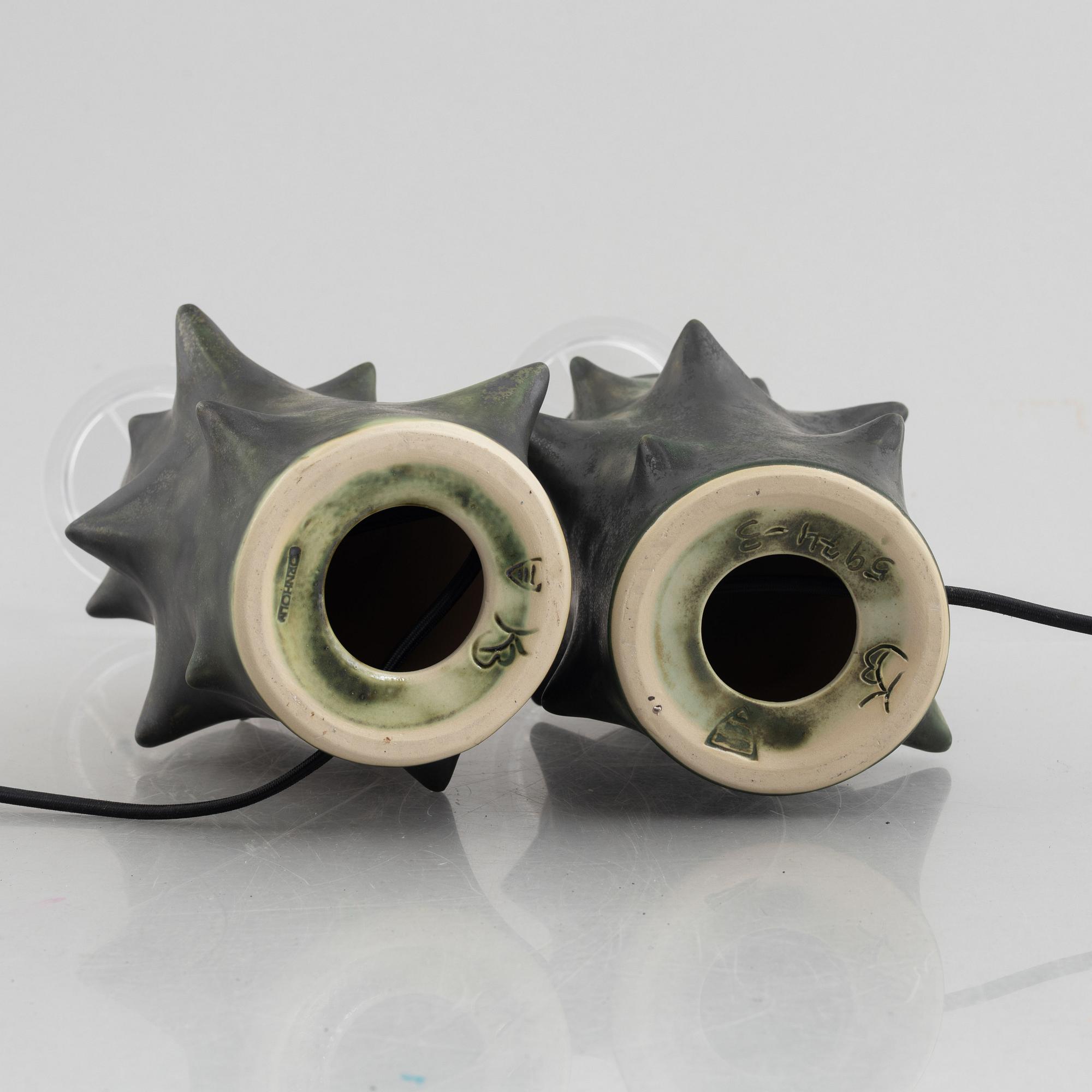 Knud Basse, a pair of  "Rosentorn" table lamps, Michael Andersen & Son, Denmark.