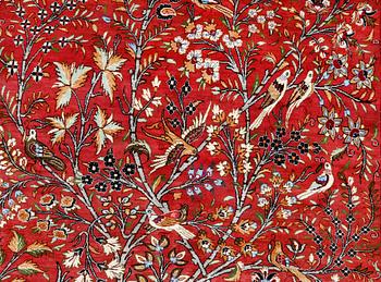 A Gohm figural rug, silk, signed, c. 149 x 96 cm.