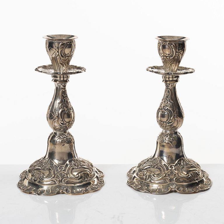 A pair of Swedish silver candlesticks, marks of GEWE, Stockholm 1976.